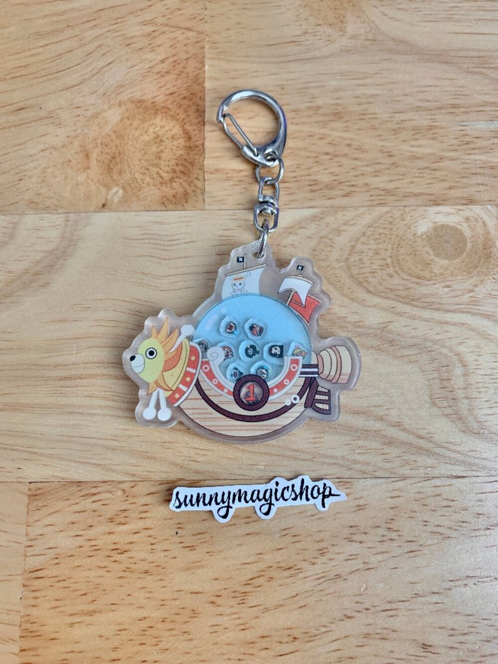 One Piece Anime Thousand Sunny Acrylic Shaker Keychain Luffy Zoro Nami Sanji Rob